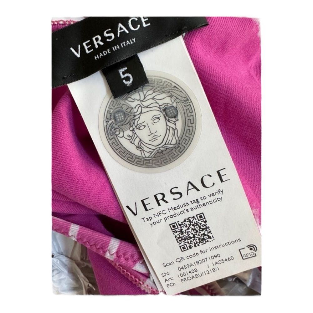 Versace Lycra Vita Pink & White One Piece Swimsuit Size 5/X Large - Picture 3 of 12